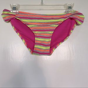 NWOT Xhilaration neon striped bikini bottom L